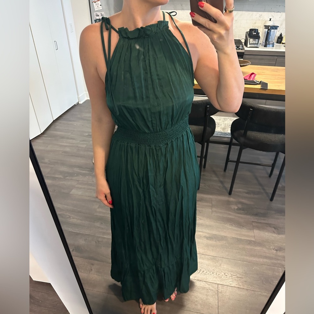 Elegant Green Halter Dress